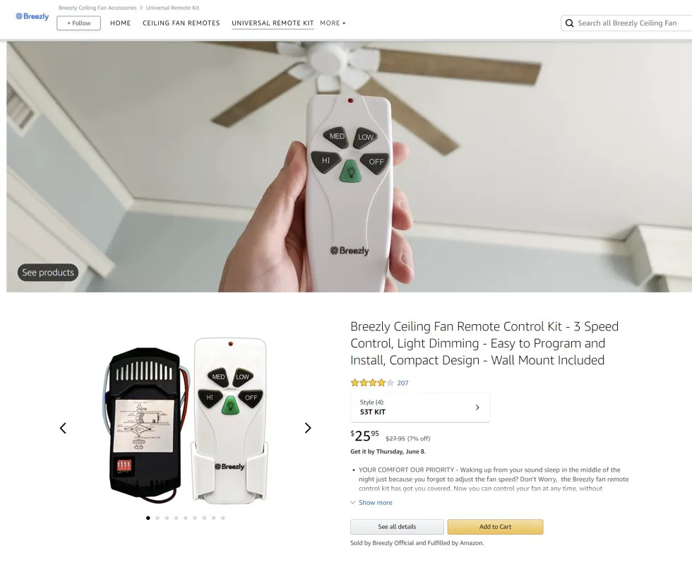 Amazon Store Creation – Ceiling Fan Remote Controls