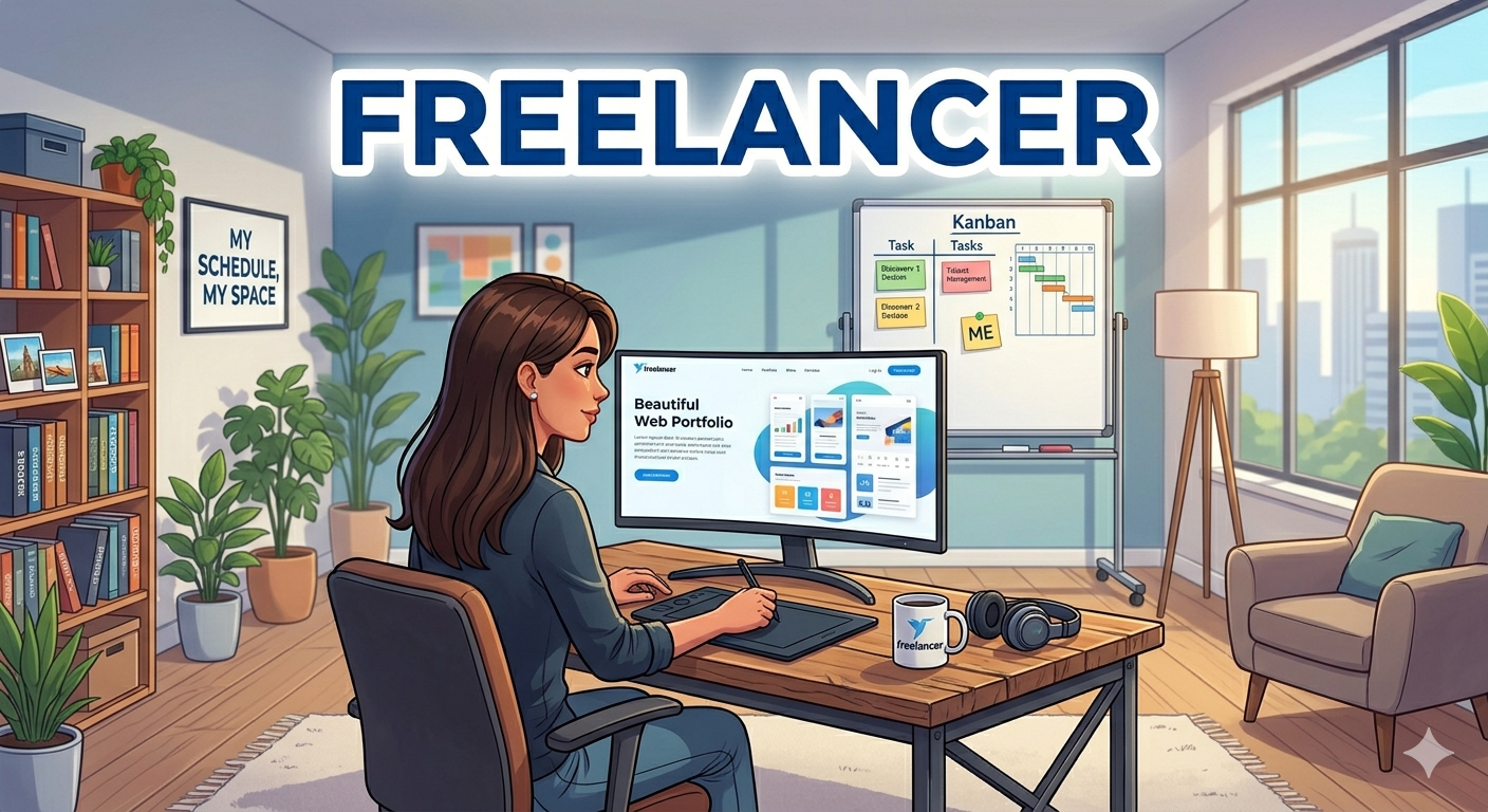 Freelancer working